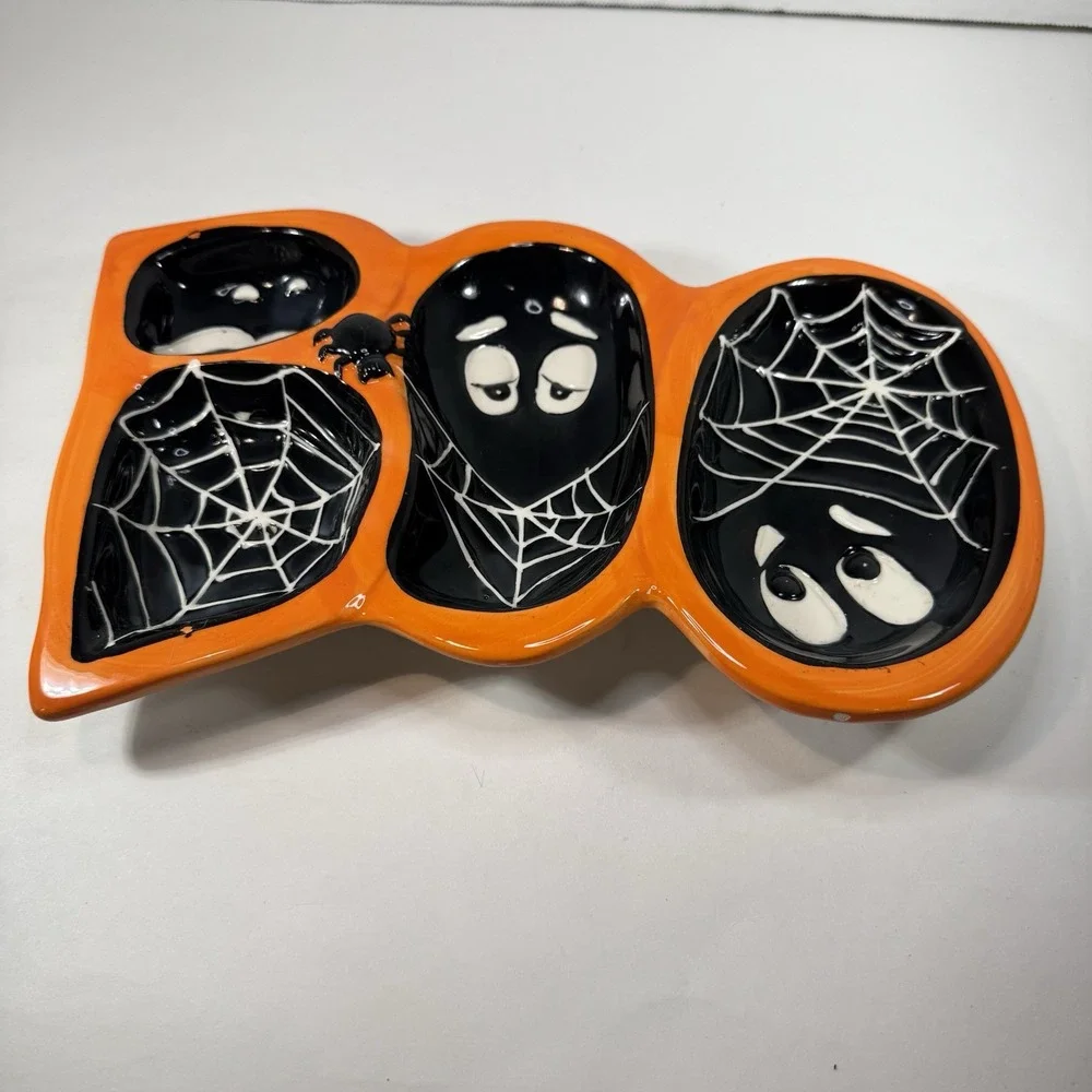 Ceramic Serving Plate Candy Dish BOO‎ Halloween Party Decoration Food Snacks